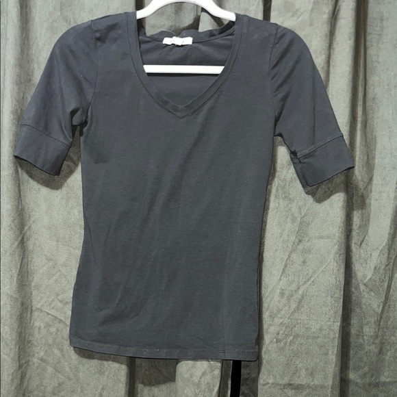 Active Basic Charcoal Long Sleeve V-Neck Top - Picture 1 of 4